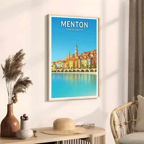 Affiche - Menton - Plage des Sablettes