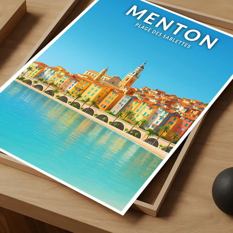 Affiche - Menton - Plage des Sablettes