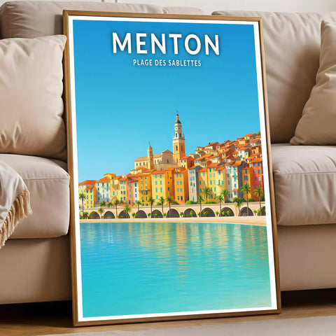 Affiche - Menton - Plage des Sablettes