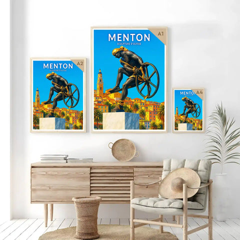 Affiche - Menton - Sculpture d'Ulysse