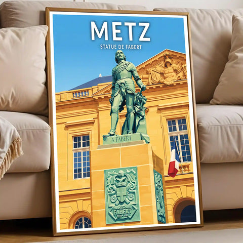 Affiche - Metz - Statue de Fabert