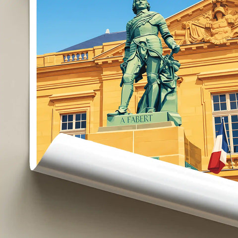 Affiche - Metz - Statue de Fabert