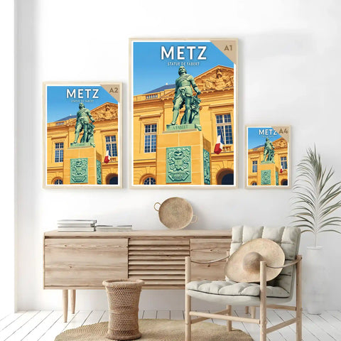 Affiche - Metz - Statue de Fabert
