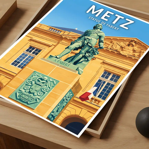 Affiche - Metz - Statue de Fabert