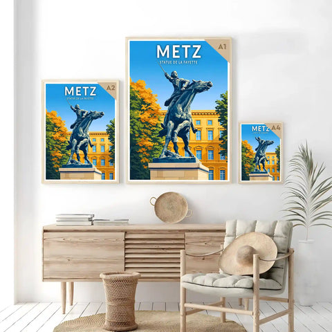 Affiche - Metz - Statue de La Fayette