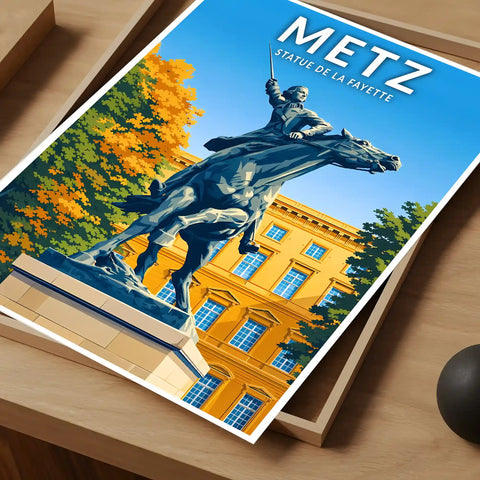 Affiche - Metz - Statue de La Fayette