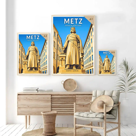 Affiche - Metz - Statue de Saint-Louis