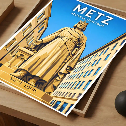Affiche - Metz - Statue de Saint-Louis