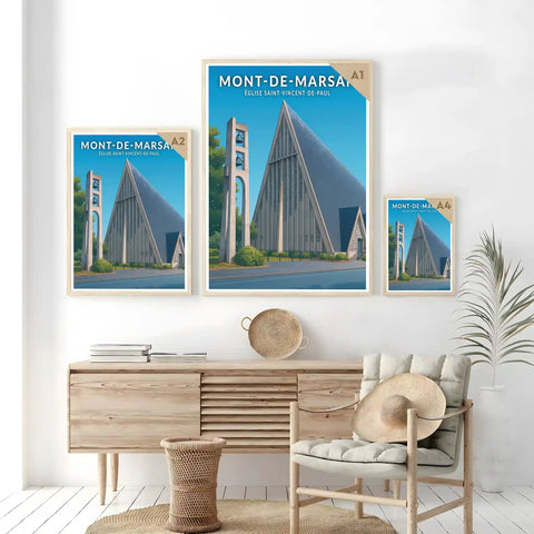 Affiche - Mont-de-Marsan - Église Saint-Vincent-de-Paul