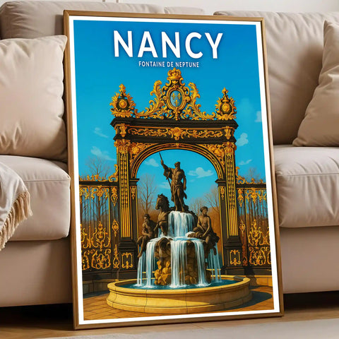 Affiche - Nancy - Fontaine de Neptune