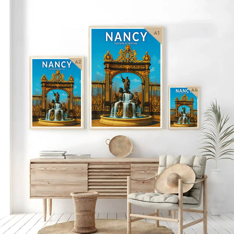 Affiche - Nancy - Fontaine de Neptune