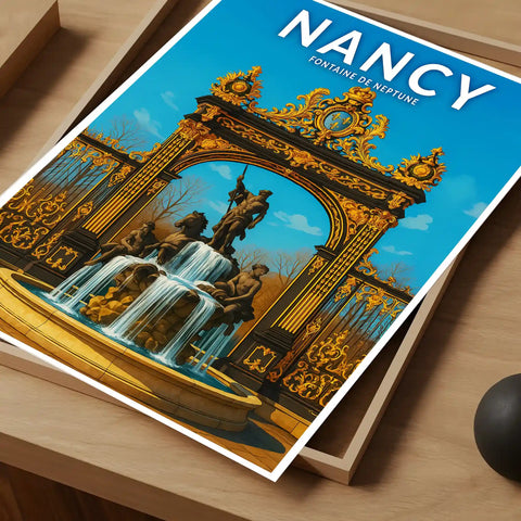 Affiche - Nancy - Fontaine de Neptune