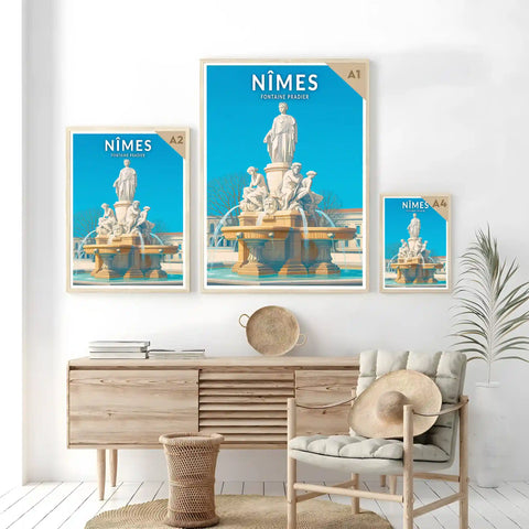 Affiche - Nîmes - Fontaine Pradier