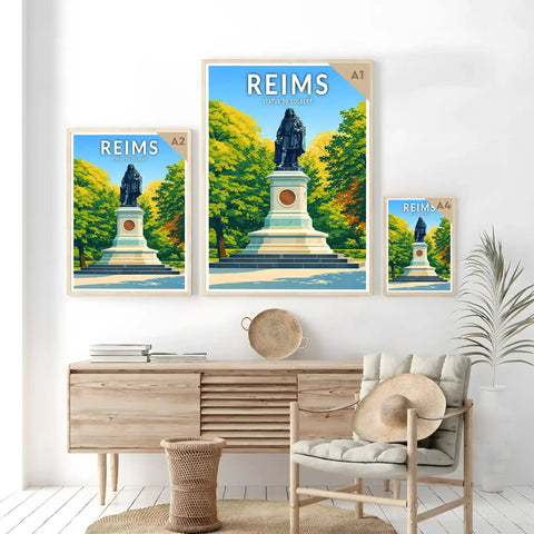 Affiche - Reims - Statue de Colbert