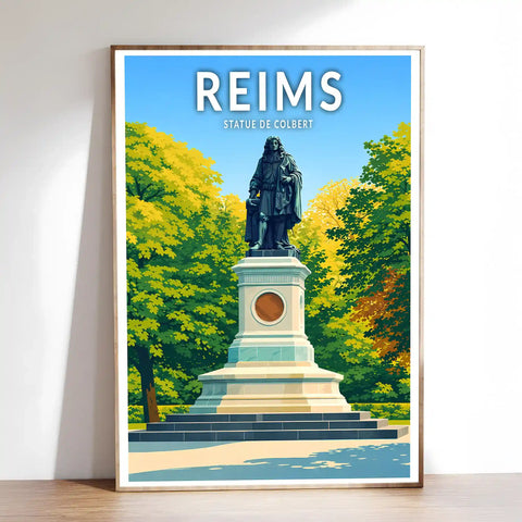 Affiche - Reims - Statue de Colbert
