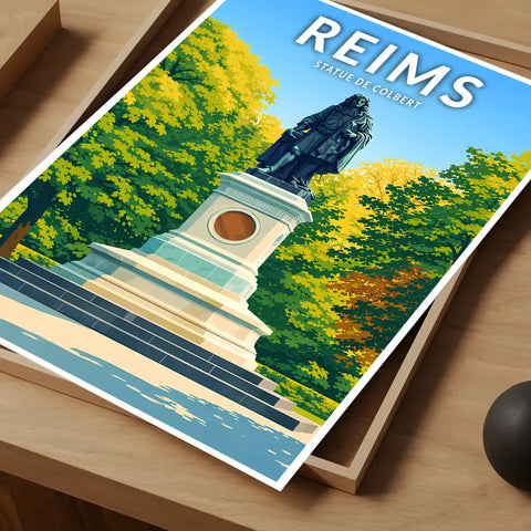 Affiche - Reims - Statue de Colbert