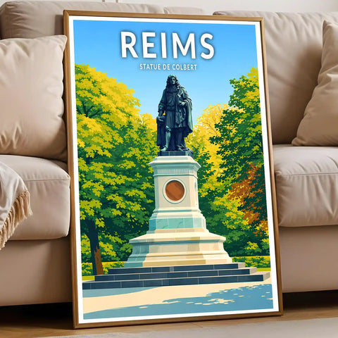 Affiche - Reims - Statue de Colbert
