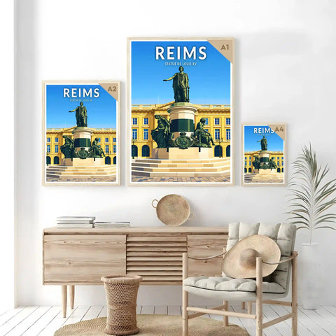 Affiche - Reims - Statue de Louis XV