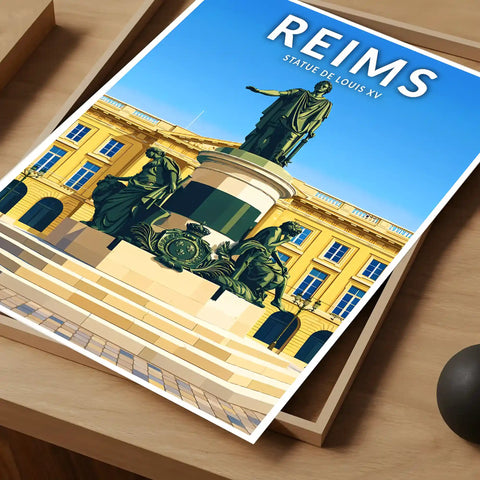 Affiche - Reims - Statue de Louis XV