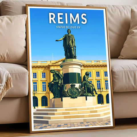 Affiche - Reims - Statue de Louis XV