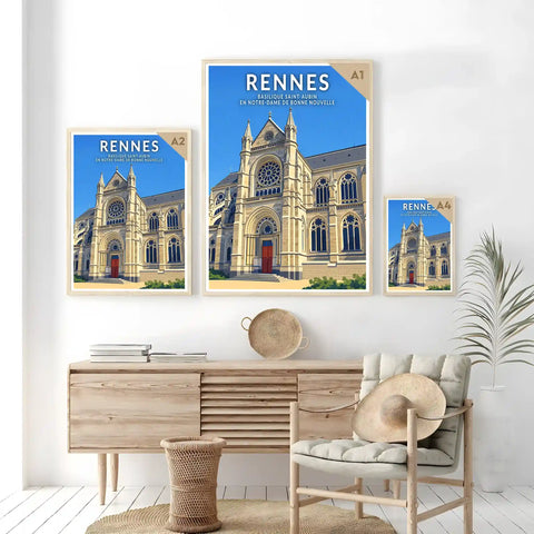 Affiche - Rennes - Basilique Saint-Aubin en Notre-Dame de Bonne Nouvelle