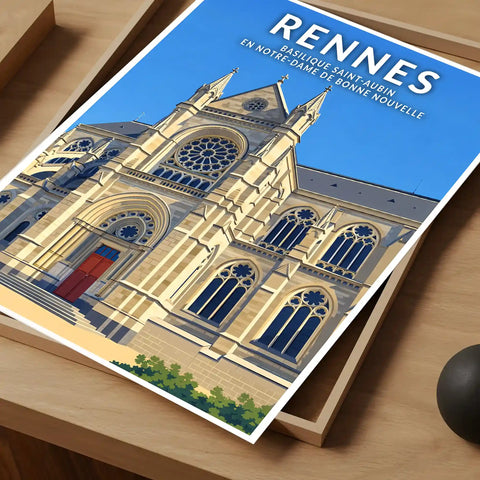 Affiche - Rennes - Basilique Saint-Aubin en Notre-Dame de Bonne Nouvelle