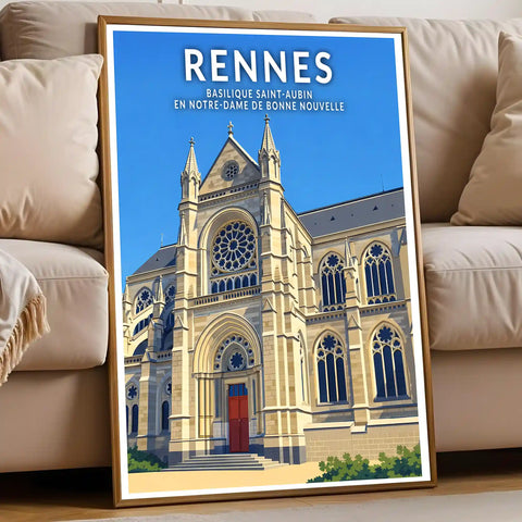 Affiche - Rennes - Basilique Saint-Aubin en Notre-Dame de Bonne Nouvelle