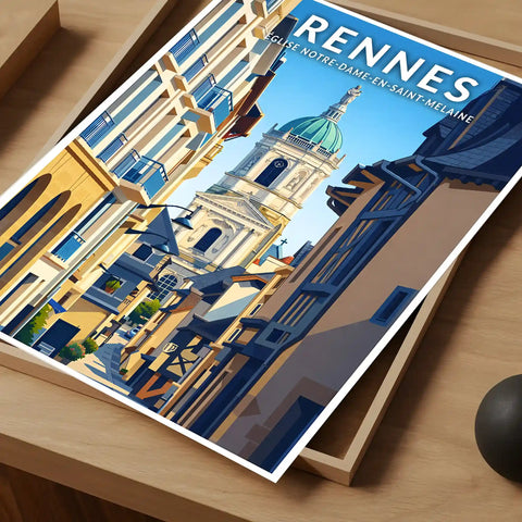 Affiche - Rennes - Église Notre-Dame-en-Saint-Melaine