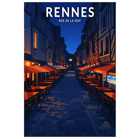 Affiche - Rennes - Rue de la Soif