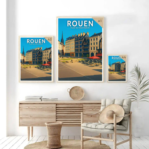 Affiche - Rouen - Place du Vieux Marché
