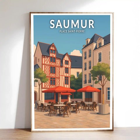 Affiche - Saumur -  Place Saint-Pierre