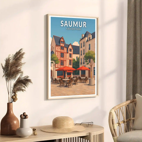Affiche - Saumur -  Place Saint-Pierre