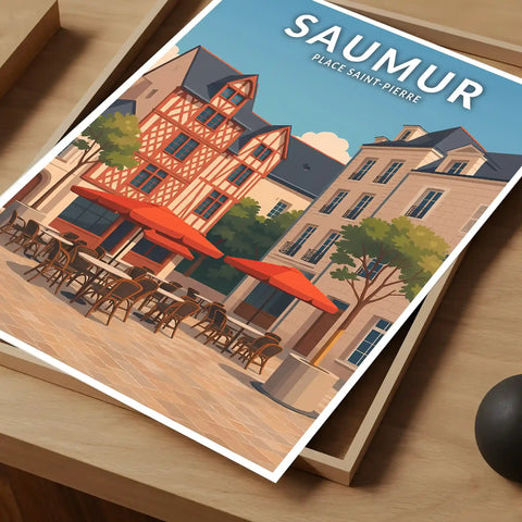 Affiche - Saumur -  Place Saint-Pierre