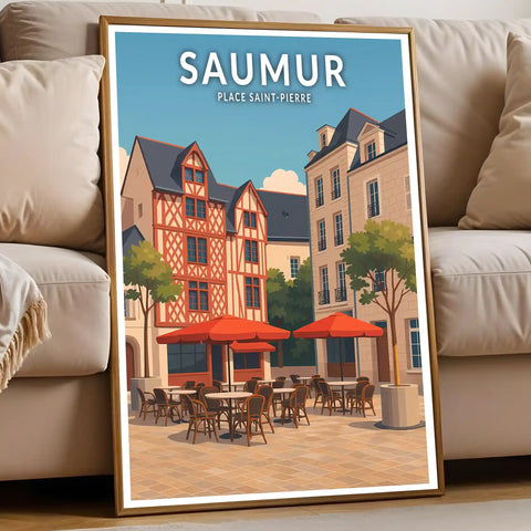 Affiche - Saumur -  Place Saint-Pierre