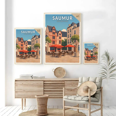 Affiche - Saumur -  Place Saint-Pierre