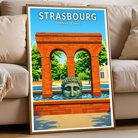 Affiche - Strasbourg - Fontaine de Janus