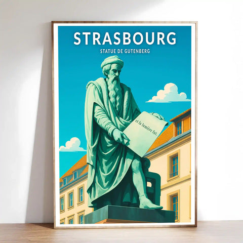 Affiche - Strasbourg - Statue de Gutenberg