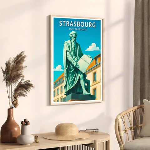 Affiche - Strasbourg - Statue de Gutenberg