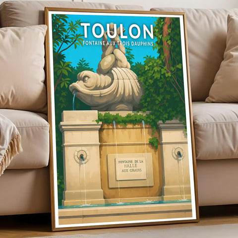 Affiche - Toulon - Fontaine aux Trois Dauphins