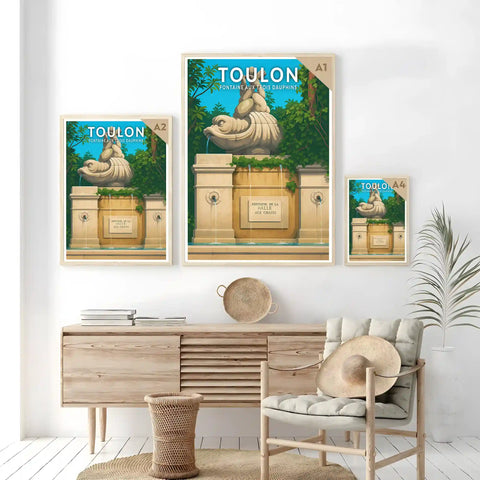 Affiche - Toulon - Fontaine aux Trois Dauphins