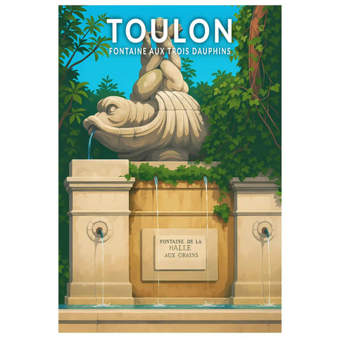 Affiche - Toulon - Fontaine aux Trois Dauphins
