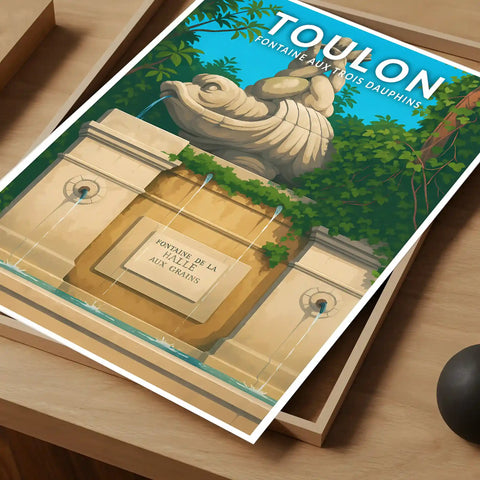 Affiche - Toulon - Fontaine aux Trois Dauphins