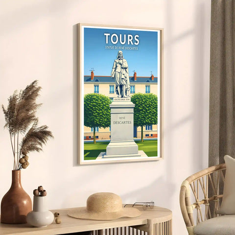 Affiche - Tours - Statue de René Descartes