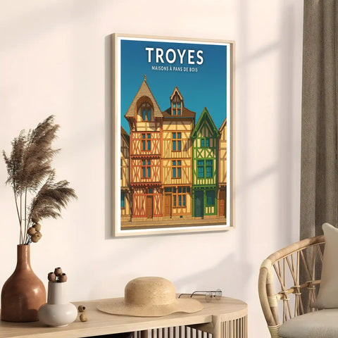 Affiche - Troyes - Maisons à pans de bois