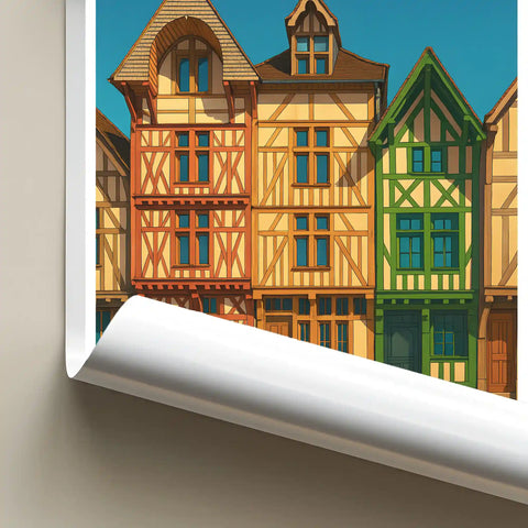Affiche - Troyes - Maisons à pans de bois