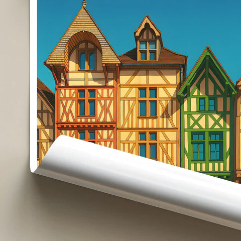 Affiche - Troyes - Maisons à pans de bois