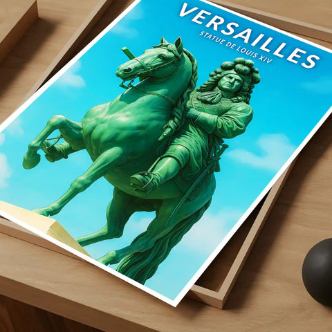 Affiche - Versailles - Statue de Louis XIV