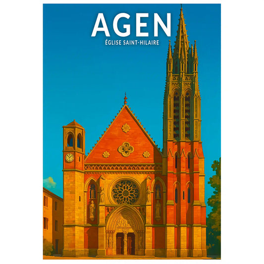 Affiche - Agen - Église Saint-Hilaire