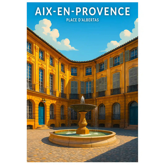 Affiche - Aix-en-Provence - Place d'Albertas