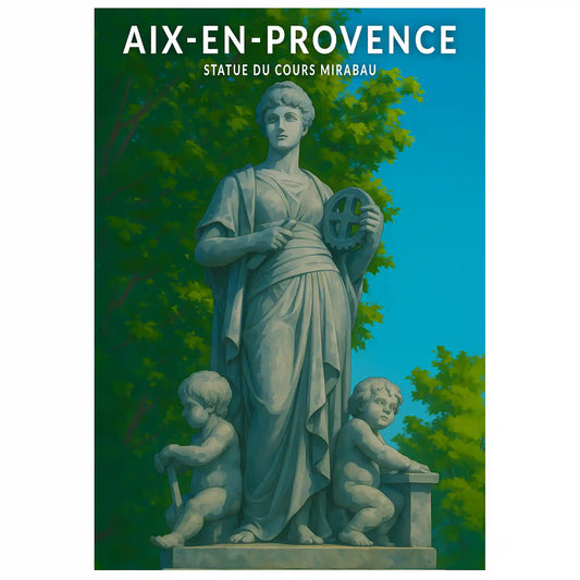 Affiche - Aix-en-Provence - Statue du Cours Mirabeau